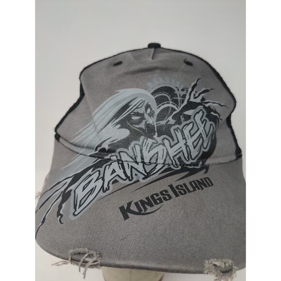 Cedar Fair Kings Island Banshee Rollercoaster Meshback Snapback Hat Distressed - Picture 3 of 11